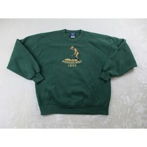 VINTAGE Oarsman Sweater Mens Green Pinehurst Golf Embroidered USA Pullover*